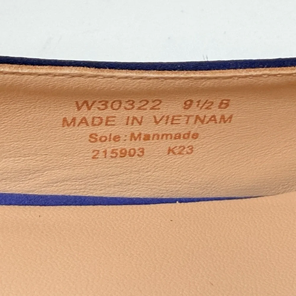 Cole Haan Vandam Sling 65 Navy Satin Pointed Toe Kitten Heeled Pumps Sz 9.5 - Picture 10 of 11